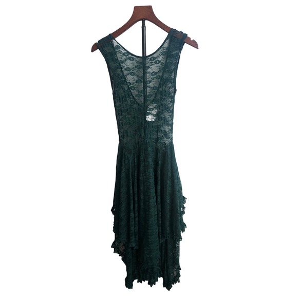 Intimately Free People French Courtship Slip Dress Green Lace Ruffle Tiered XS - Picture 2 of 7